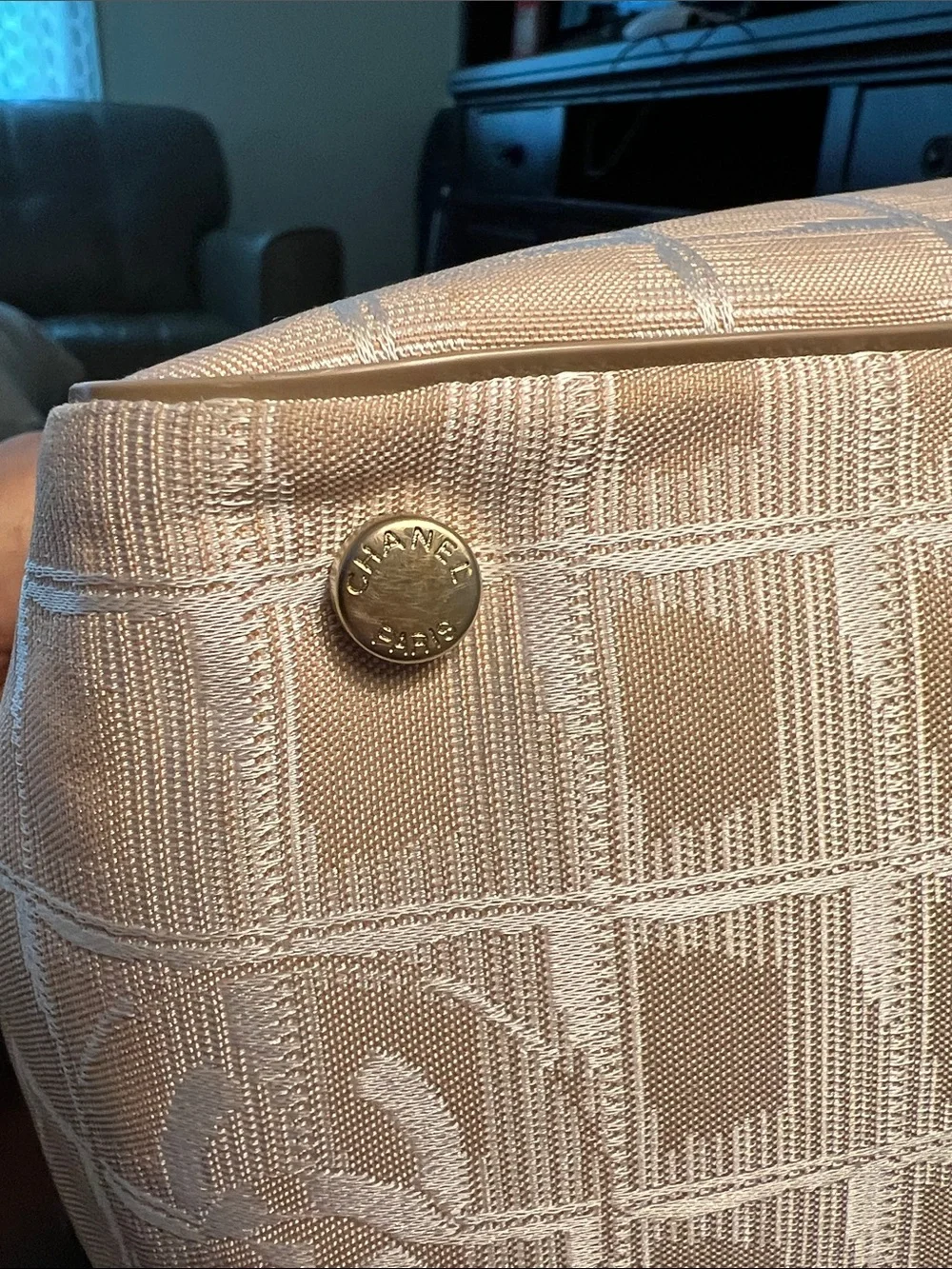 Authentic Chanel Beige/blush Canvas Tote Bag - Picture 9 of 17